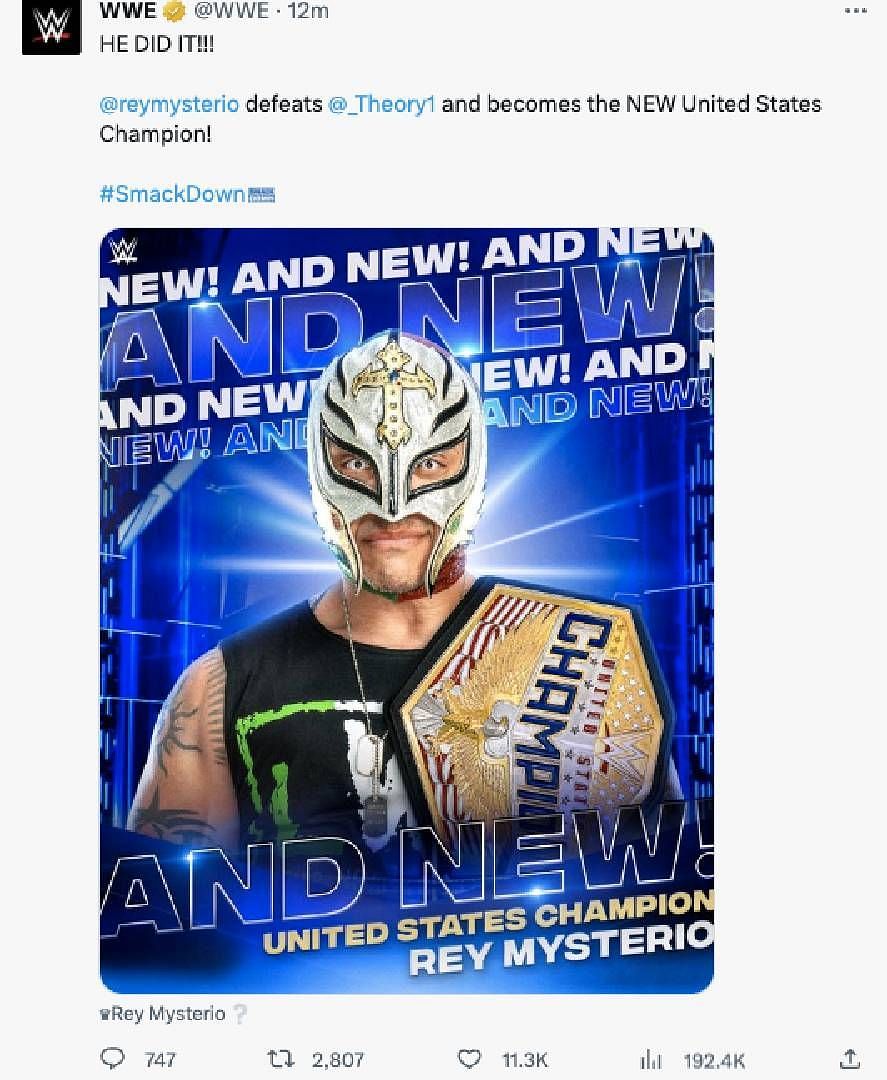 Screengrab of WWE's tweet
